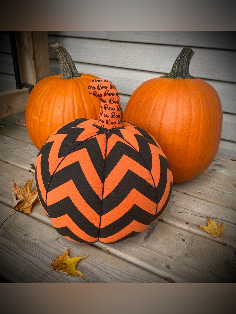 Large Fabric Chevron Pumpkin